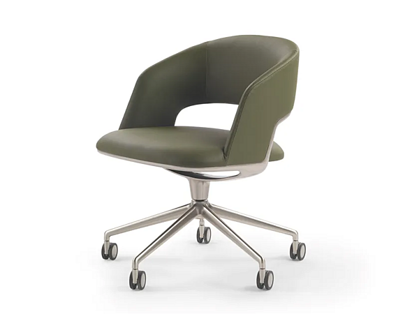 Leder Bürostuhl mit 5-Stern-Basis und Rollen FLEXFORM Alma 29813 Fabrik FLEXFORM aus Italien. Foto №2