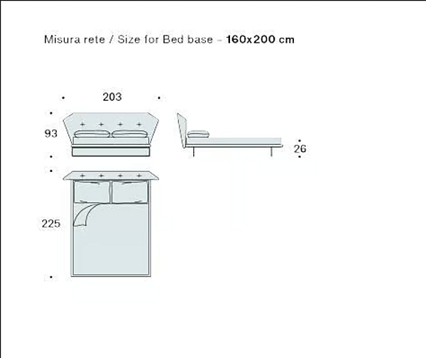 Doppelbett mit gepolsterter Rückenlehne aus Stoff Saba New York Air Fabrik SABA aus Italien. Foto №4