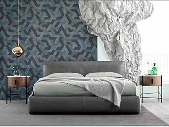 Lederbett mit gepolstertem Kopfteil BertO Soho Fabrik BertO aus Italien