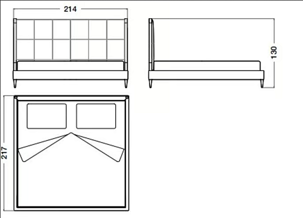 Lederbett mit gepolstertem Kopfteil Blau Mond CPRN HOMOOD B103, B104, B105 Fabrik CPRN HOMOOD aus Italien. Foto №4