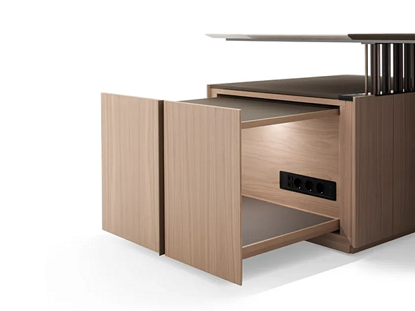 Rechteckiger Schreibtisch mit Walnussbasis und Marmorplatte GIORGETTI G-Code 71200, 71205 Fabrik GIORGETTI aus Italien. Foto №4