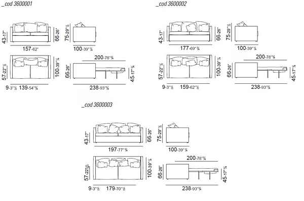 Sofa-Bett aus Stoff oder Leder 3600 Tangram VIBIEFFE Fabrik VIBIEFFE aus Italien. Foto №4