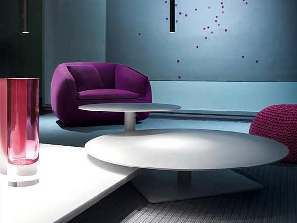 Höhenverstellbarer runder Couchtisch aus Holz PAOLA LENTI GIRO Fabrik PAOLA LENTI aus Italien. Foto №2