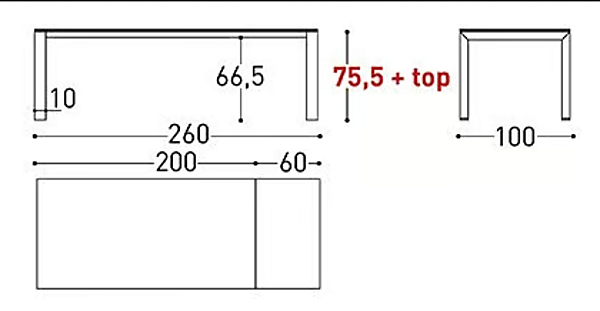 Erweiterbarer rechteckiger Tisch aus pulverbeschichtetem Aluminium VARASCHIN DOLMEN 1820, 1821, 1823, 1822, 1824 Fabrik VARASCHIN aus Italien. Foto №12