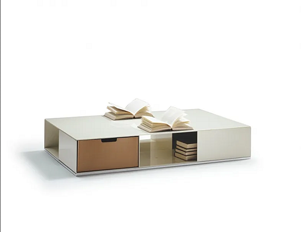 Rechteckiger Couchtisch aus gegerbtem Leder mit integriertem Zeitschriftenregal FLEXFORM INFINITY Fabrik FLEXFORM aus Italien. Foto №2
