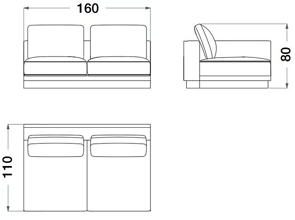 Ecksofa aus Leder und Stoff Sesto Senso CPRN HOMOOD S550, S552DX/SX, S553, S554, S555 Fabrik CPRN HOMOOD aus Italien. Foto №8