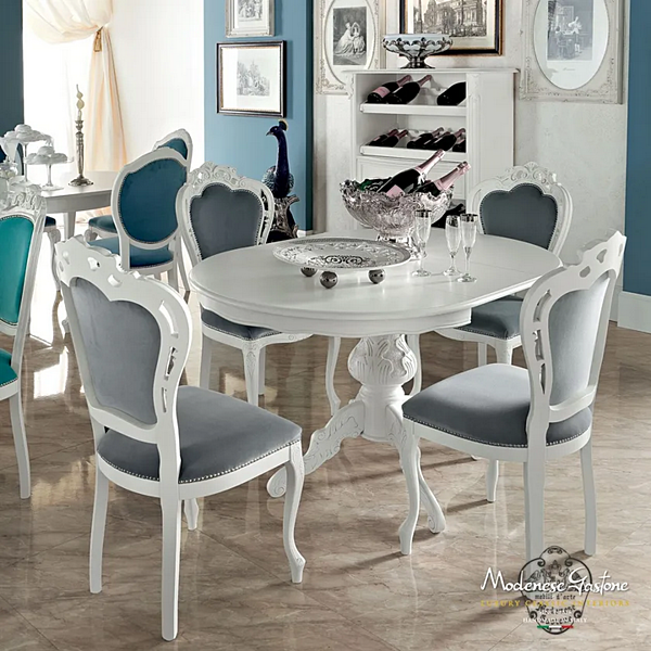 Erweiterbarer runder Tisch aus Holz Modenese Luxury Interiors 13145 Fabrik MODENESE GASTONE aus Italien. Foto №2