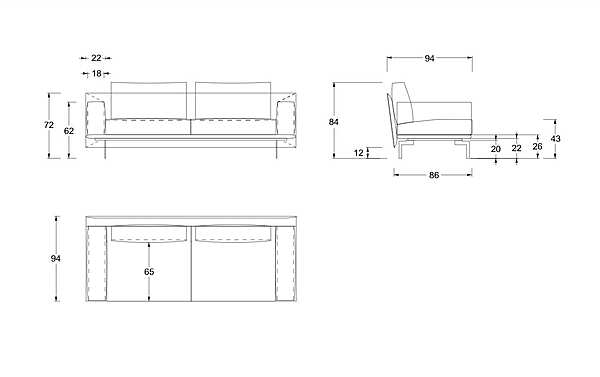 Couch TWILS Etan 34RCP1N 192 Fabrik TWILS (VENETA CUSCINI) aus Italien. Foto №11