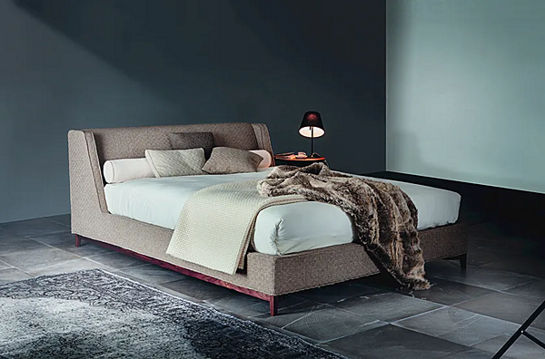 Queensize Bett mit gepolstertem Kopfteil aus Stoff oder Leder VIBIEFFE 5000 Fabrik VIBIEFFE aus Italien. Foto №2