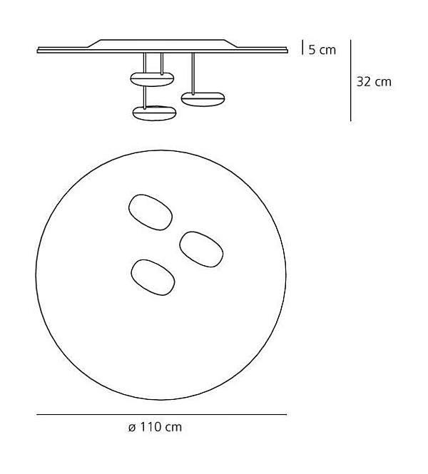 Deckenlampe aus Druckguss-Aluminium Tropfen Artemide 1474W10A, 1474110A Fabrik Artemide aus Italien. Foto №4