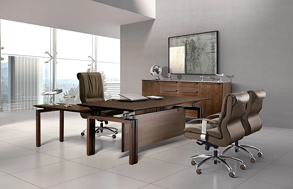 Niedrige Holz-Bürospeichereinheit mit Schubladen i 4 Mariani Paso Doble Fabrik i 4 Mariani aus Italien. Foto №3