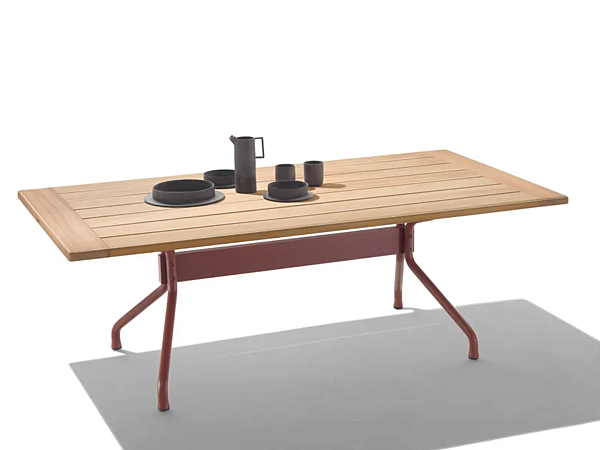 Gartentisch aus Edelstahl mit Iroko-Tischplatte FLEXFORM Academy 2A1M6, 2A1M7 Fabrik FLEXFORM aus Italien. Foto №2