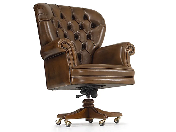 Tufted Lederarmchair mit 5-Speichen-Basis A.R. Arredamenti Dolcevita 218 Fabrik A.R.ARREDAMENTI SRL aus Italien. Foto №1