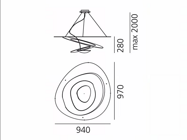 Hängelampe aus pulverbeschichtetem Aluminium Pirce Artemide Fabrik Artemide aus Italien. Foto №19