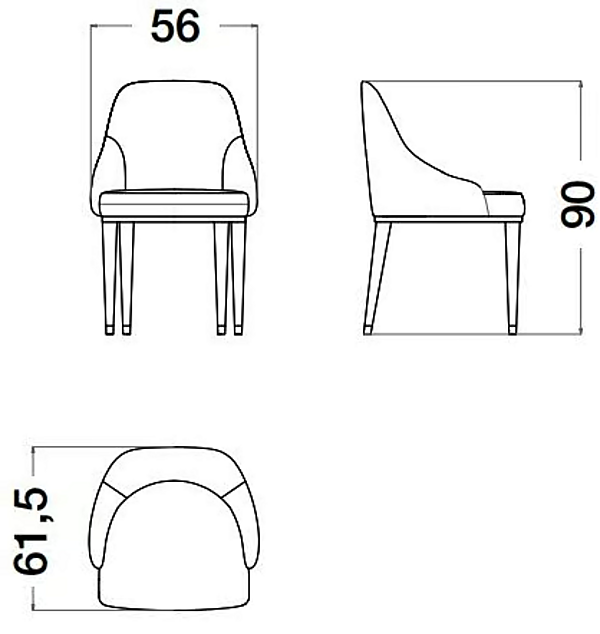 Upholstered Leather Cocoon Chair with Armrests CPRN HOMOOD C328/E, C359/P Fabrik CPRN HOMOOD aus Italien. Foto №4