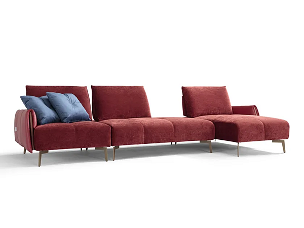 Ecksofa aus Stoff mit Lederarmlehnen und Chaiselongue Marinelli Home M1232 Fabrik Marinelli Home aus Italien. Foto №1