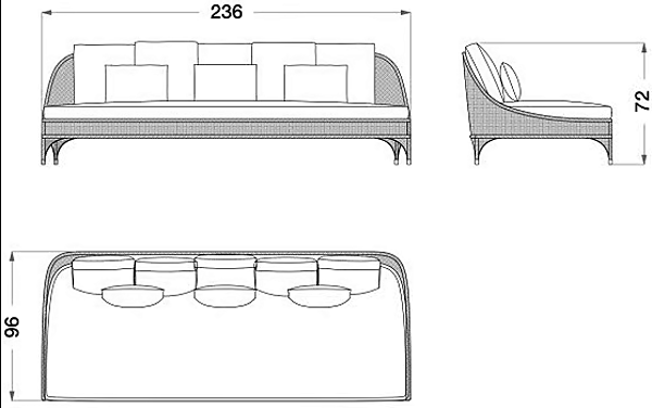 Dreisitzer Garten-Sofa aus Holz und Stoff CPRN HOMOOD OD1033 Fabrik CPRN HOMOOD aus Italien. Foto №2