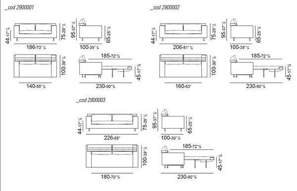 Sofa-Bett aus Stoff oder Leder mit abnehmbarem Bezug VIBIEFFE 2900 Open Fabrik VIBIEFFE aus Italien. Foto №4