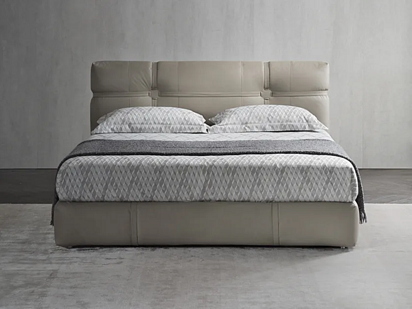 Doppelbett aus Leder mit gepolsterter Rückwand Flou New Bond Fabrik Flou aus Italien. Foto №2