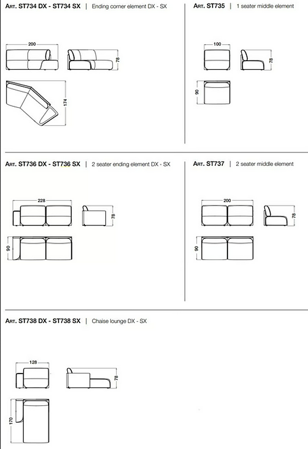 Dreisitzer Stoffsofa mit gepolsterter Rückenlehne CPRN HOMOOD Starlight ST736 + ST733, ST736+ST734 Fabrik CPRN HOMOOD aus Italien. Foto №5