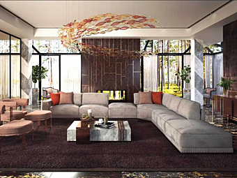 Ecksofa aus Stoff mit weicher Rückenlehne KEOMA Jennet Fabrik KEOMA aus Italien