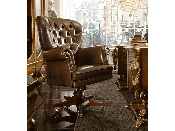 Tufted Lederarmchair mit 5-Speichen-Basis A.R. Arredamenti Dolcevita 218 Fabrik A.R.ARREDAMENTI SRL aus Italien. Foto №2