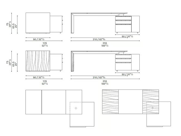 Rechteckiger Schreibtisch aus Leder mit Regalen POLTRONA FRAU C E O Cube Desk Fabrik POLTRONA FRAU aus Italien. Foto №8