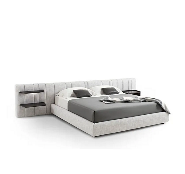 Doppelbett mit integrierten Nachttischen und gepolstertem Kopfteil aus Stoff GIORGETTI KARPHI NAP Fabrik GIORGETTI aus Italien. Foto №5
