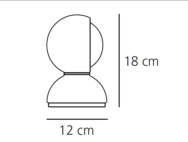 Tischlampe aus lackiertem Metall Eclisse Artemide 0028050A, 0028030A, 0028010A Fabrik Artemide aus Italien. Foto №13