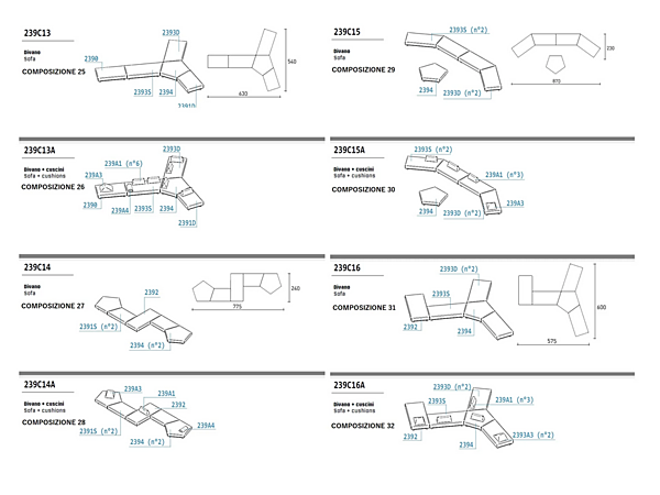 Modularer Stoffsofa Bento VARASCHIN 239 Fabrik VARASCHIN aus Italien. Foto №21