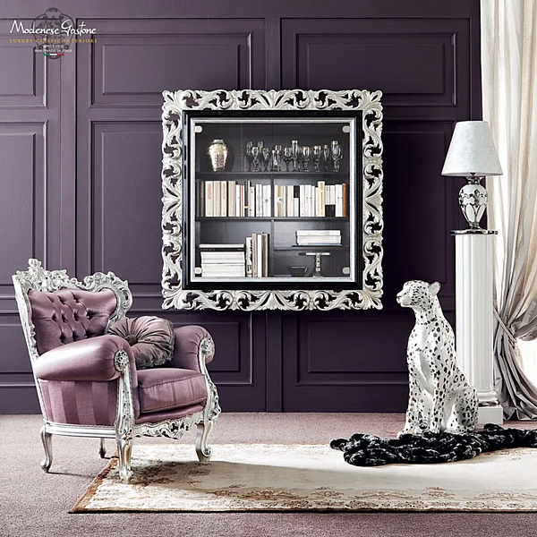 Wandmontierte Holzbibliothek 13130 Modenese Luxury Interiors Fabrik MODENESE GASTONE aus Italien. Foto №2