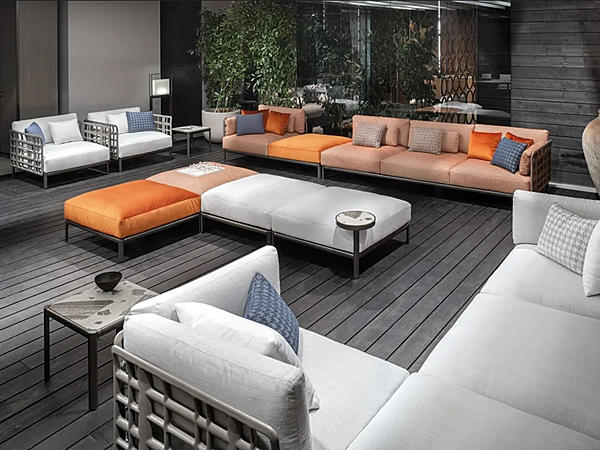 Garten-Sofa mit Stoffbezug und lackiertem Metall für 4 Personen GIORGETTI Aldia 91030 Fabrik GIORGETTI aus Italien. Foto №4