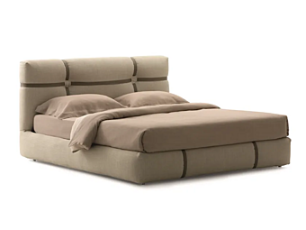 Doppelbett aus Leder mit gepolsterter Rückwand Flou New Bond