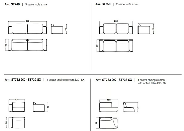 Dreisitzer Stoffsofa mit gepolsterter Rückenlehne CPRN HOMOOD Starlight ST736 + ST733, ST736+ST734 Fabrik CPRN HOMOOD aus Italien. Foto №4