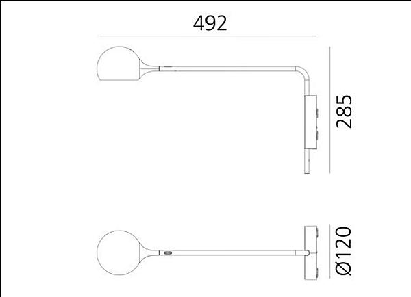 Verstellbare Wandleuchte aus Metall Artemide Ixa Fabrik Artemide aus Italien. Foto №13