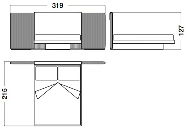 Doppelbett aus Leder und Holz mit gepolstertem Kopfteil CPRN HOMOOD COCOON C300, C301, C302 Fabrik CPRN HOMOOD aus Italien. Foto №5