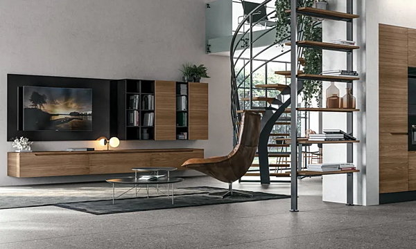 Sektionale Aufbewahrungswand aus Holz LUNA LIVING LUBE CUCINE Fabrik LUBE CUCINE aus Italien. Foto №3