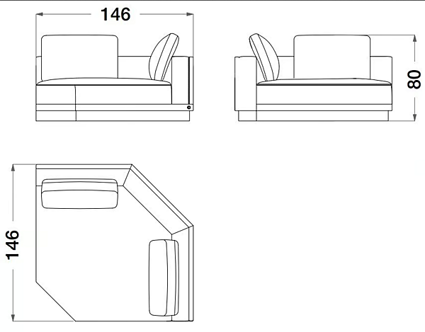 Ecksofa aus Leder und Stoff Sesto Senso CPRN HOMOOD S550, S552DX/SX, S553, S554, S555 Fabrik CPRN HOMOOD aus Italien. Foto №7