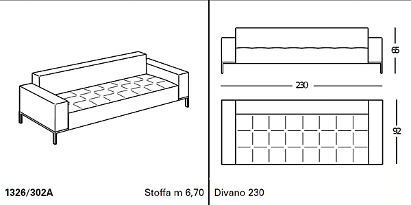 Stoffsofa mit gepolstertem Rücken ZANOTTA ALFA Fabrik ZANOTTA aus Italien. Foto №10