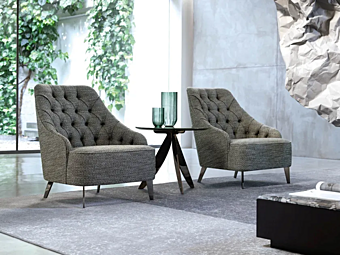 Tufted Armchair aus Stoff BertO Emilia Fabrik BertO aus Italien