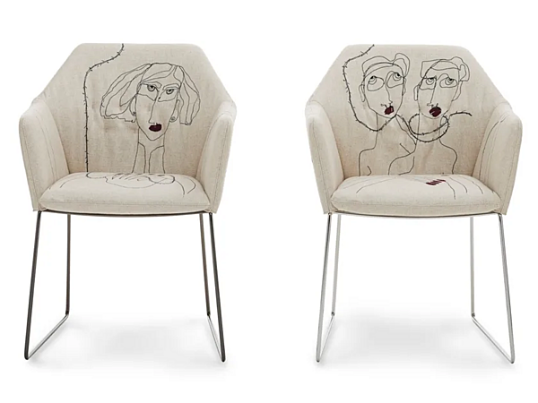 Sled-base-Stuhl mit Armlehnen aus Stoff New York Saba Fabrik SABA aus Italien. Foto №4