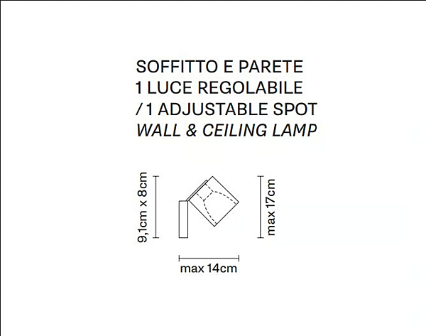 Einstellbare Deckenleuchte aus Metall Fabbian Cubetto Fabrik Fabbian aus Italien. Foto №3