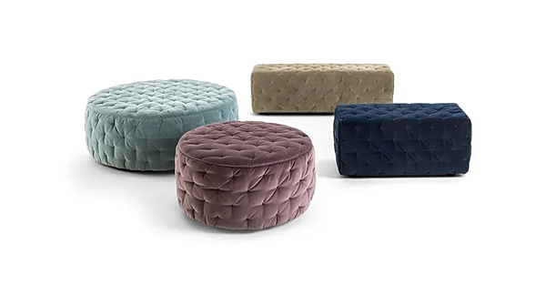 Runder gepolsterter Pouf aus Stoff Frigerio Miller Fabrik Frigerio aus Italien. Foto №2