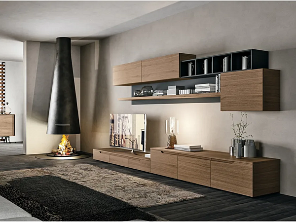 Sektionale Aufbewahrungswand aus Holz LUNA LIVING LUBE CUCINE Fabrik LUBE CUCINE aus Italien. Foto №1