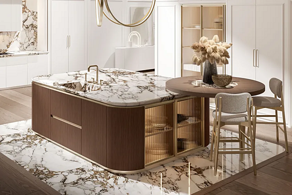 Maßgefertigte Holzküche mit Insel Radha 1 0 Old Line Fabrik Oldline aus Italien. Foto №13