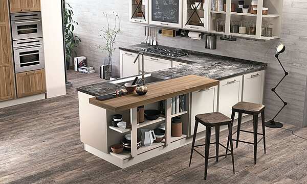 Holzküche im zeitgenössischen Stil mit Insel LUBE CUCINE Provenza Fabrik LUBE CUCINE aus Italien. Foto №4