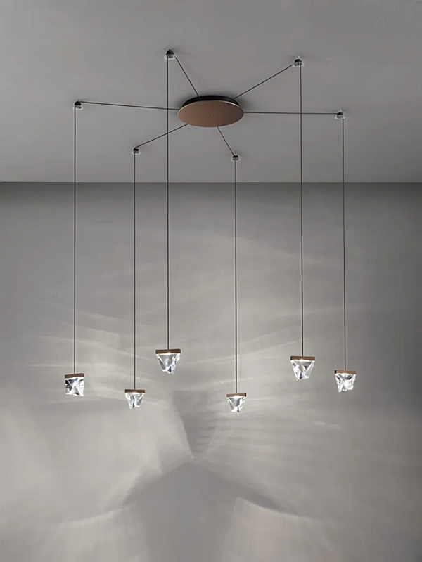 LED Kristall Pendelleuchte Tripla 6 Spots Fabbian Fabrik Fabbian aus Italien. Foto №3