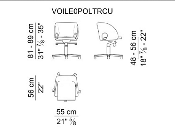 Drehstuhl aus Leder mit Rollen Voile i 4 Mariani Fabrik i 4 Mariani aus Italien. Foto №6