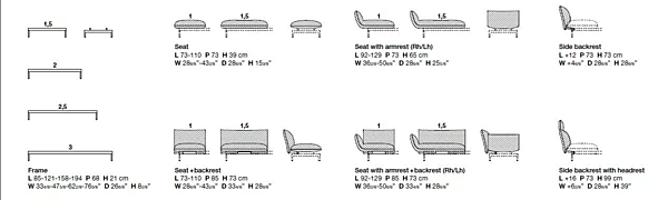 Dreisitzer Stoffsofa mit Chaiselongue Kristalia Tenso Fabrik Kristalia aus Italien. Foto №4