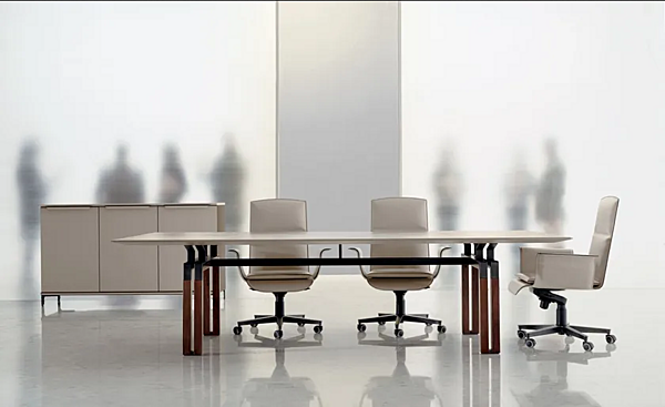 Leder Executive Chair mit Armlehnen und Rückenlehne i 4 Mariani Fabrik i 4 Mariani aus Italien. Foto №4